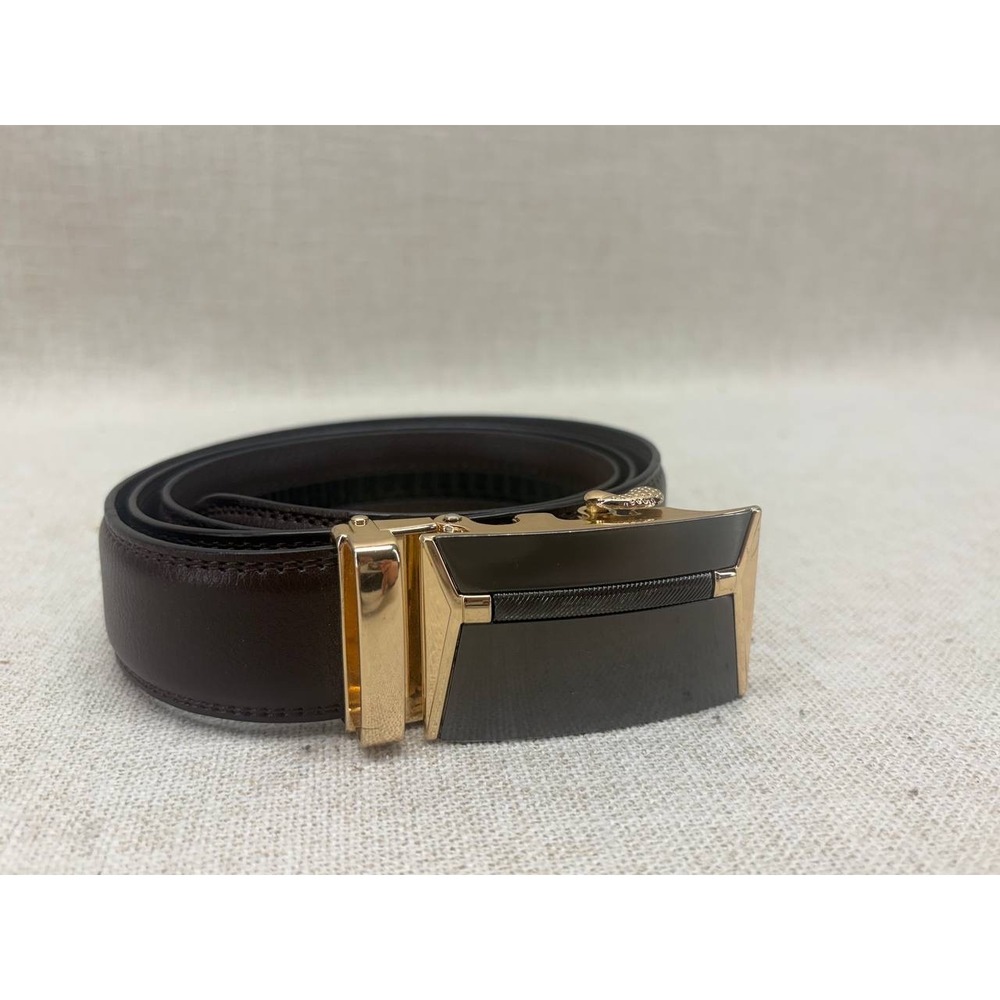 Mio Marino Burgundy Genuine Leather Belt Mens Size 38 Gunmetal Buckle Excellent